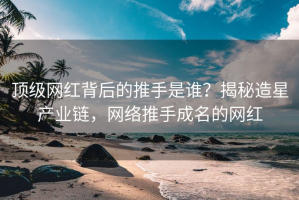 顶级网红背后的推手是谁？揭秘造星产业链，网络推手成名的网红